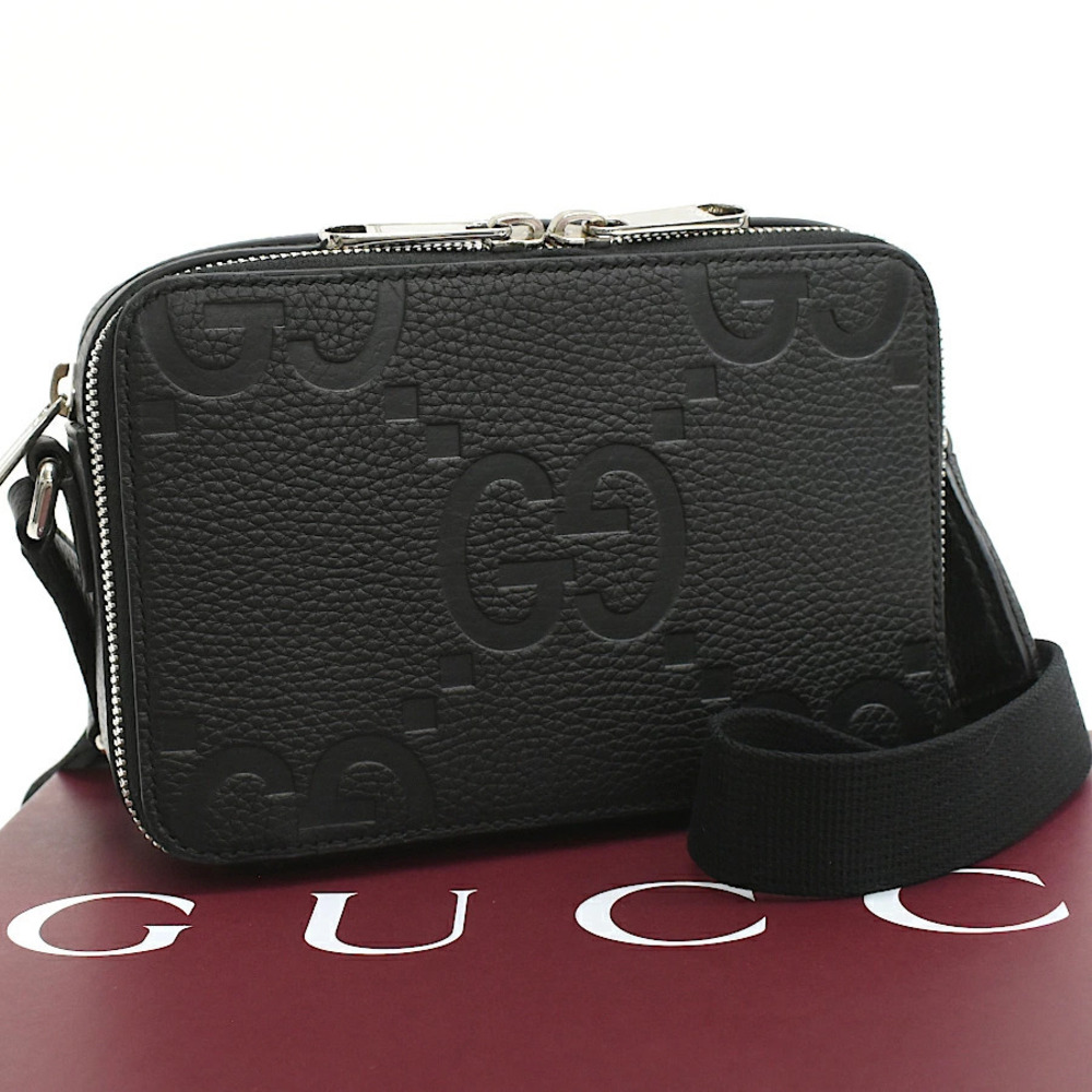 Gucci Jumbo GG Bag Crossbody Shoulder Leather Black